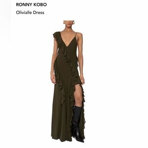 Ronny Kobo Collection Olivialle Olive Ruffle Maxi Dress